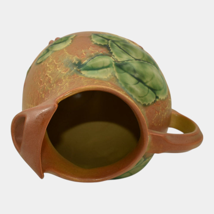 Roseville Fuchsia Brown 1938 Vintage Art Pottery Ceramic Ice Lip Pitcher 1322 - Just Art Pottery
