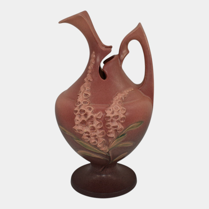 Roseville Foxglove Pink 1942 Vintage Art Deco Pottery Ceramic Pitcher Ewer 5-10 - Just Art Pottery