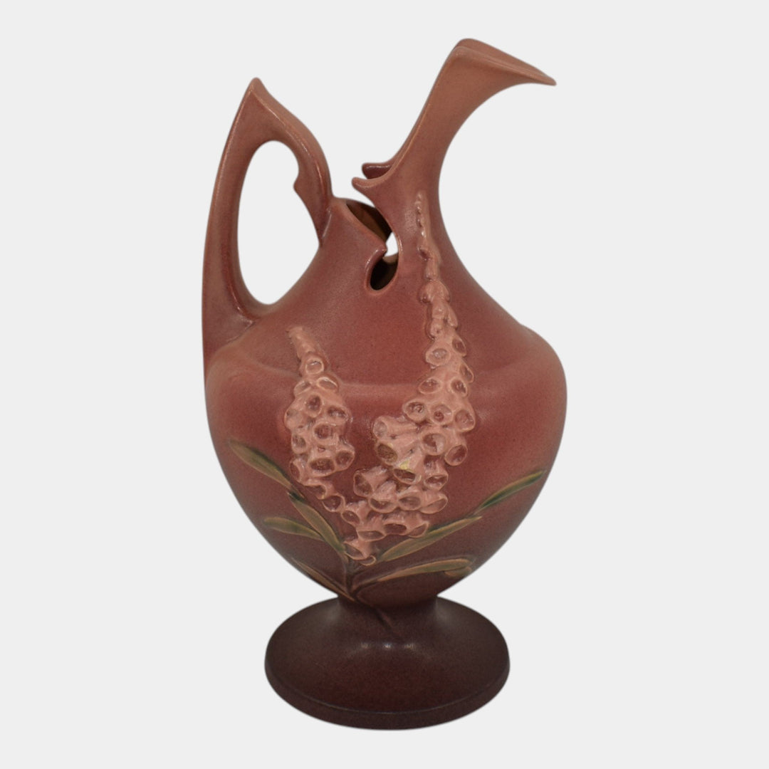 Roseville Foxglove Pink 1942 Vintage Art Deco Pottery Ceramic Pitcher Ewer 5-10 - Just Art Pottery