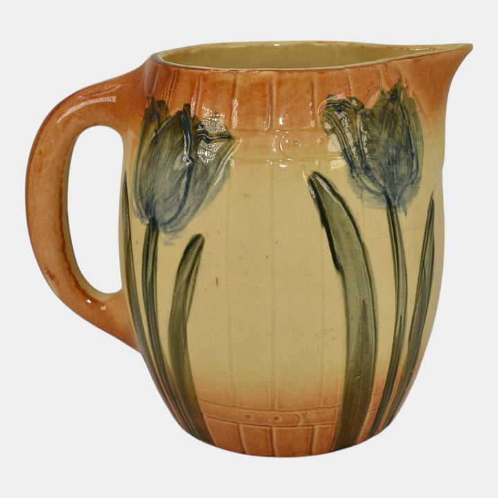 Roseville Early Ware 1910-16 Vintage Art Pottery Ceramic Blue Tulip Pitcher - Just Art Pottery