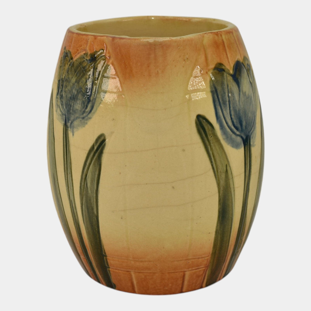 Roseville Early Ware 1910-16 Vintage Art Pottery Ceramic Blue Tulip Pitcher - Just Art Pottery
