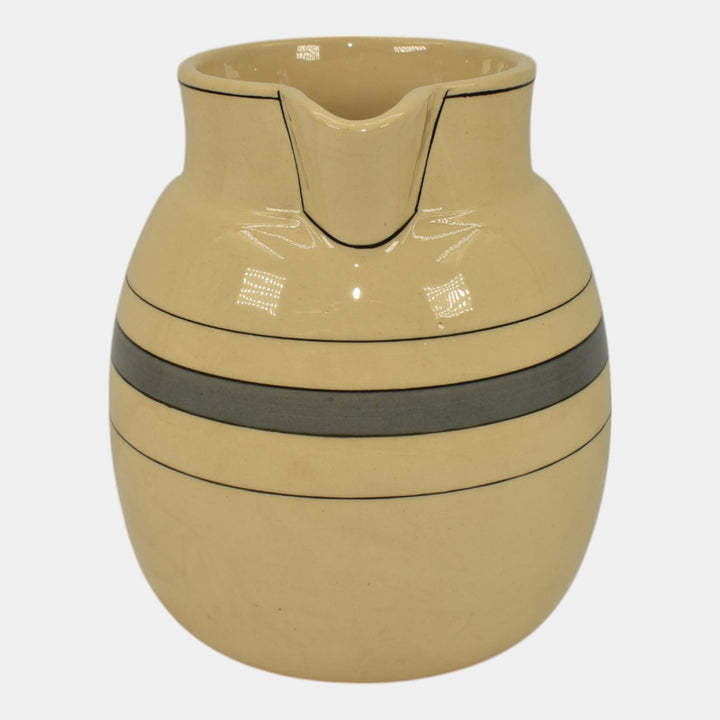 Roseville Creamware Utility Ware 1920 Pottery Banded Ceramic Pitcher - Just Art Pottery