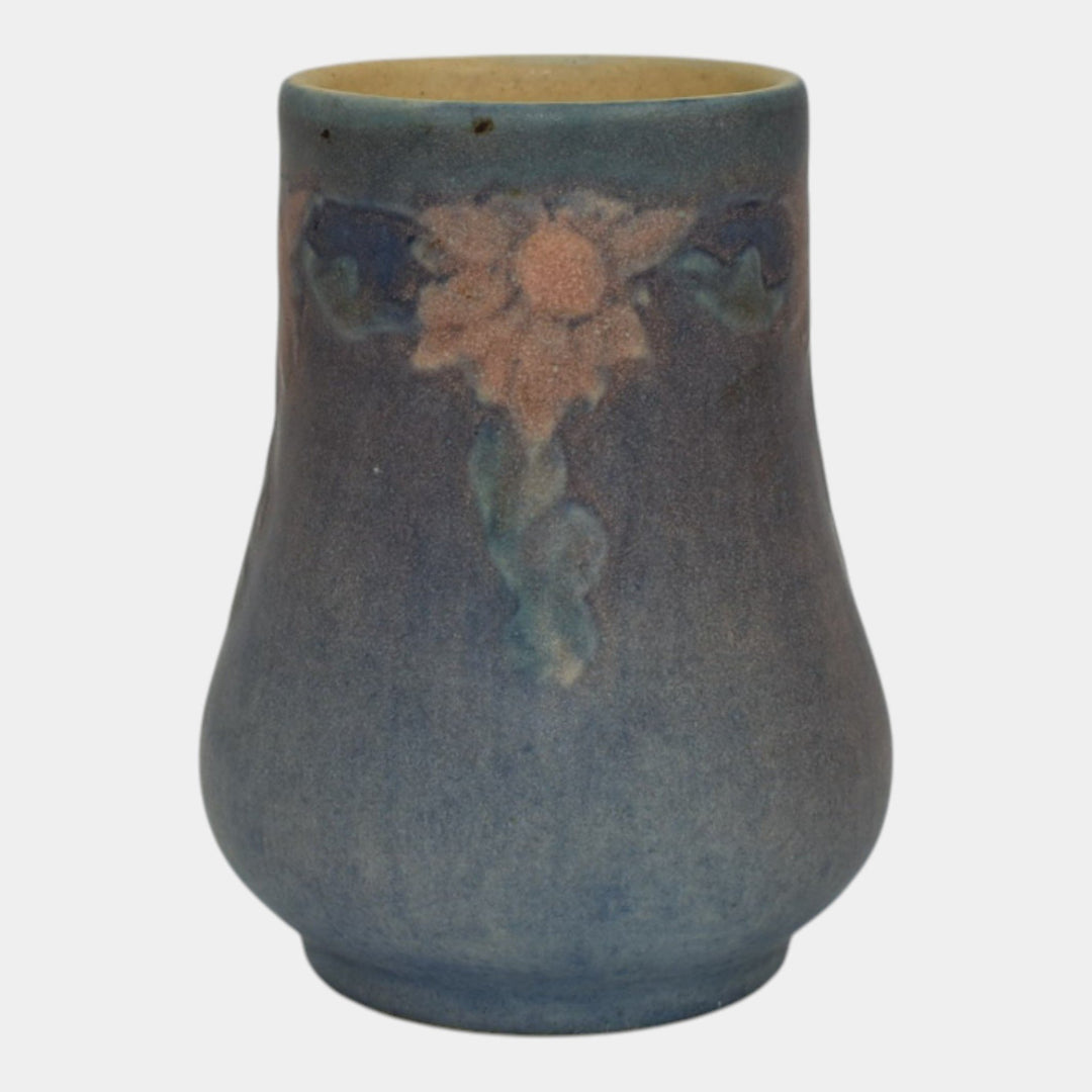 Newcomb College 1921 Vintage Arts and Crafts Pottery Blue Ceramic Vase Irvine - Just Art Pottery