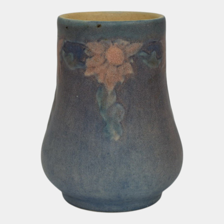 Newcomb College 1921 Vintage Arts and Crafts Pottery Blue Ceramic Vase Irvine - Just Art Pottery