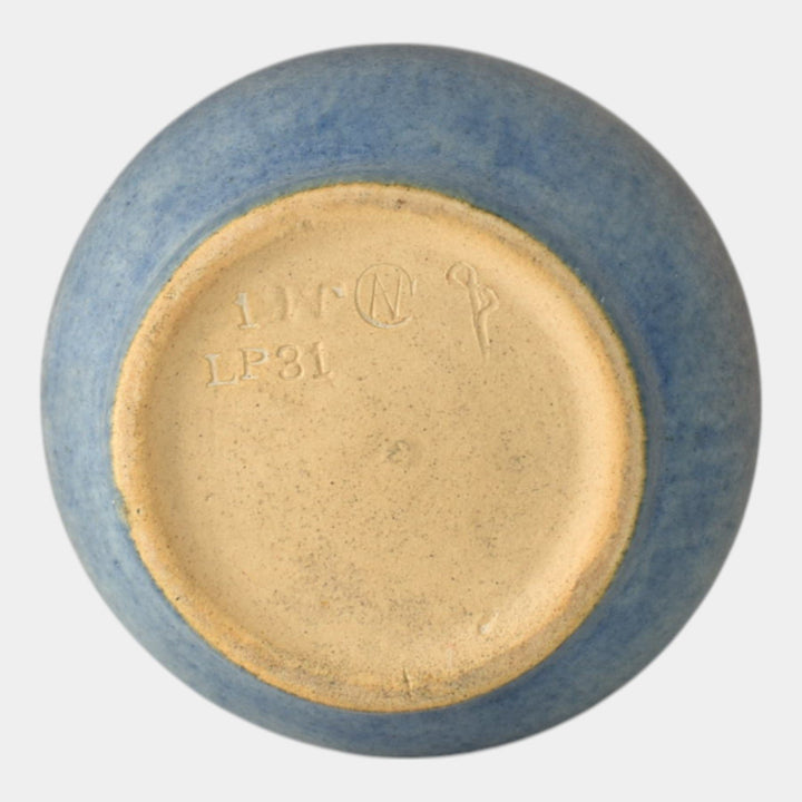 Newcomb College 1921 Vintage Arts and Crafts Pottery Blue Ceramic Vase Irvine - Just Art Pottery