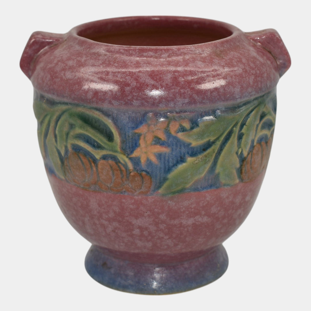 Roseville Baneda Pink 1932 Arts And Crafts Pottery Ceramic Vase 587-4 - Just Art Pottery