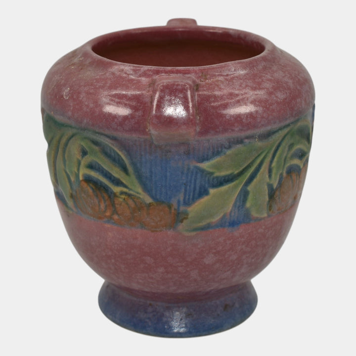 Roseville Baneda Pink 1932 Arts And Crafts Pottery Ceramic Vase 587-4 - Just Art Pottery