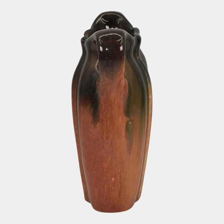 Muncie 1920s Vintage Art Deco Pottery Ceramic Black Red Pillow Vase 192-6 - Just Art Pottery