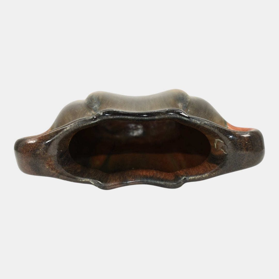 Muncie 1920s Vintage Art Deco Pottery Ceramic Black Red Pillow Vase 192-6 - Just Art Pottery