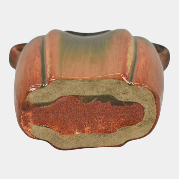 Muncie 1920s Vintage Art Deco Pottery Ceramic Black Red Pillow Vase 192-6 - Just Art Pottery