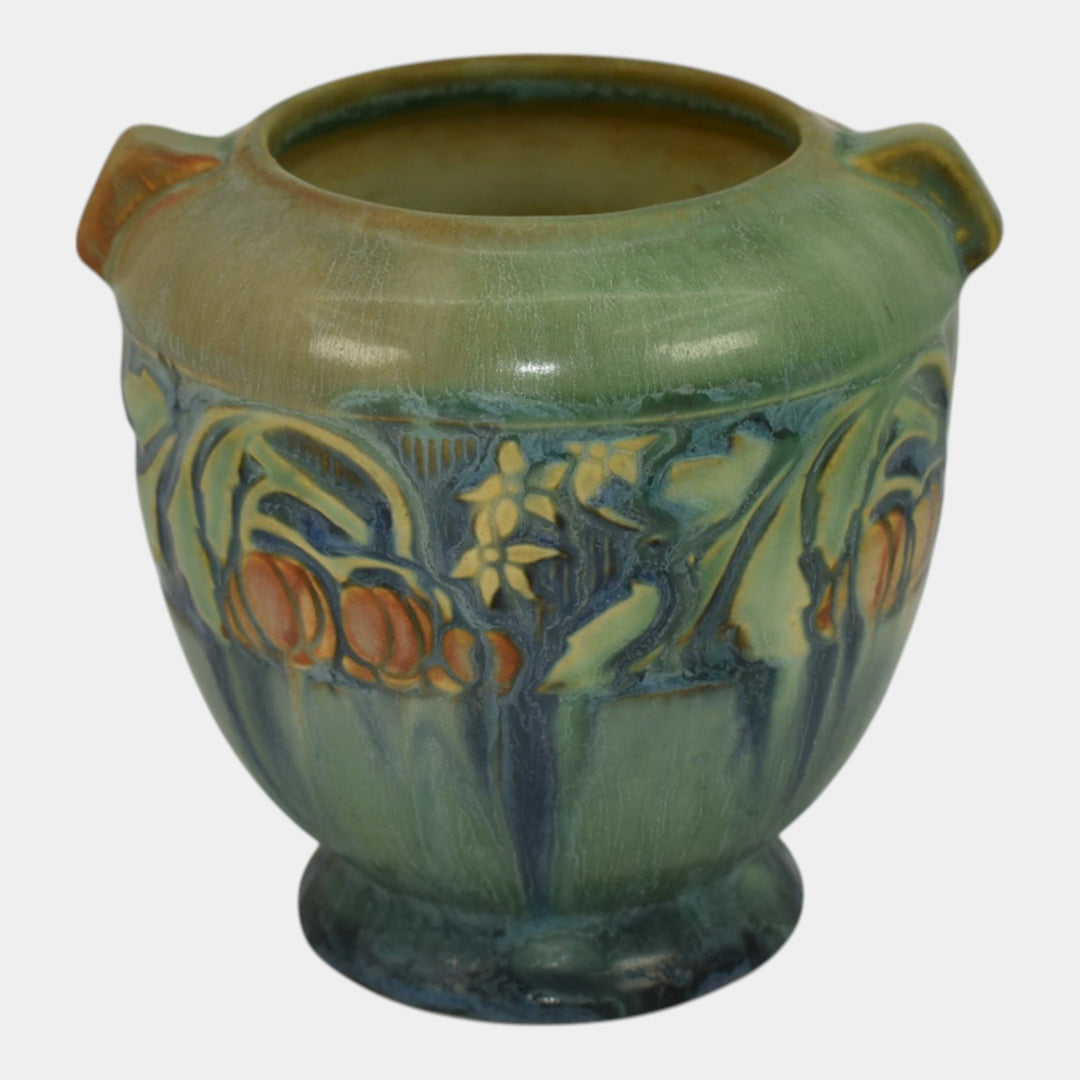 Roseville Baneda Green 1932 Arts And Crafts Pottery Ceramic Vase 587-4 - Just Art Pottery