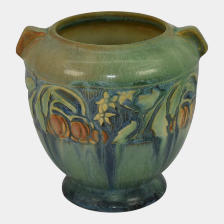 Roseville Baneda Green 1932 Arts And Crafts Pottery Ceramic Vase 587-4 - Just Art Pottery