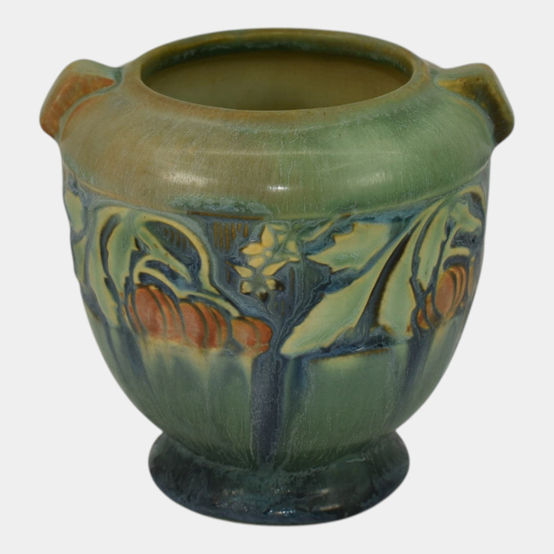 Roseville Baneda Green 1932 Arts And Crafts Pottery Ceramic Vase 587-4 - Just Art Pottery