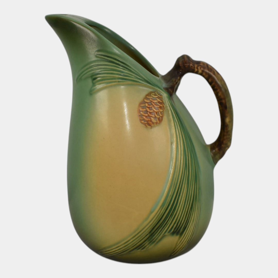 Roseville Pine Cone Green 1953 Vintage Art Pottery Ceramic Pitcher 415-9 - Just Art Pottery