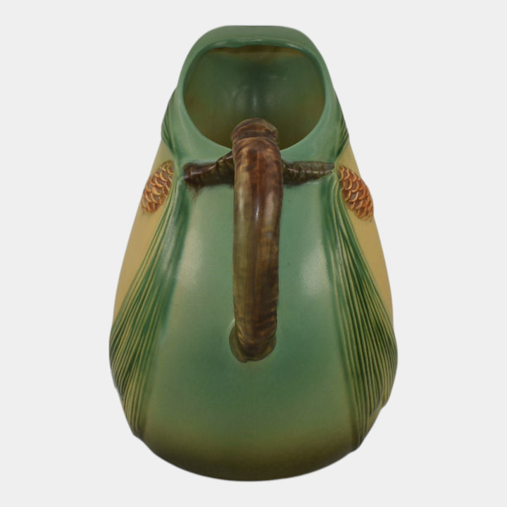 Roseville Pine Cone Green 1953 Vintage Art Pottery Ceramic Pitcher 415-9 - Just Art Pottery