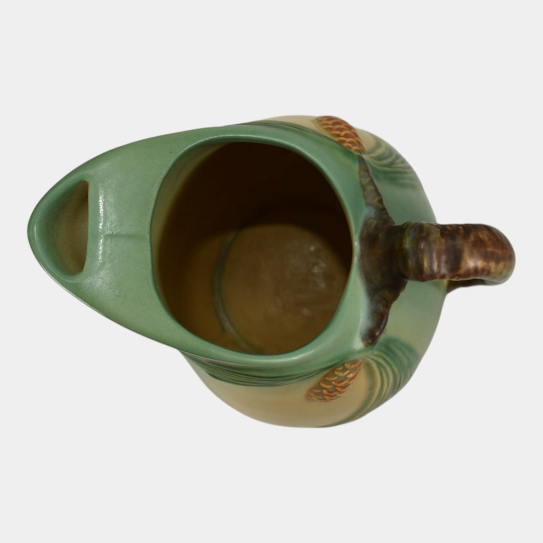 Roseville Pine Cone Green 1953 Vintage Art Pottery Ceramic Pitcher 415-9 - Just Art Pottery
