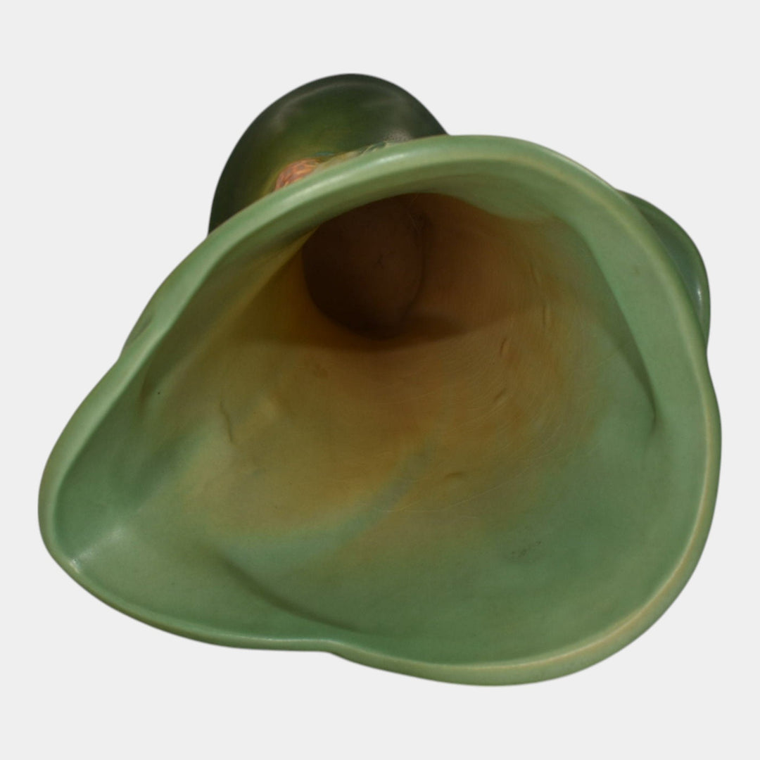 Roseville Pine Cone Green 1953 Mid Century Modern Pottery Ewer Vase 485-10 - Just Art Pottery