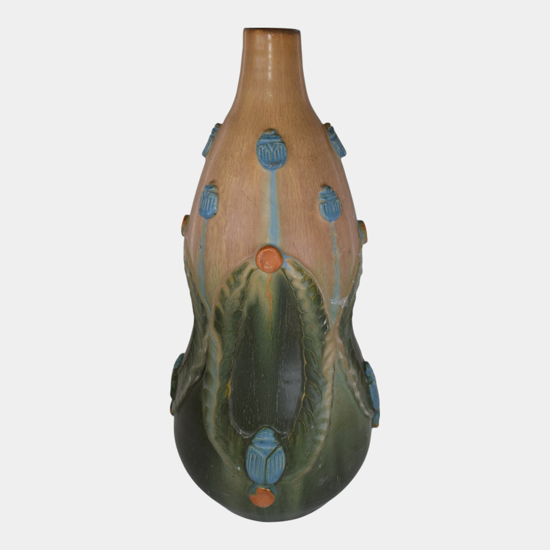 Door Studio Art Pottery 2012 Hand Made Scarab Ceramic Floor Vase - Just Art Pottery
