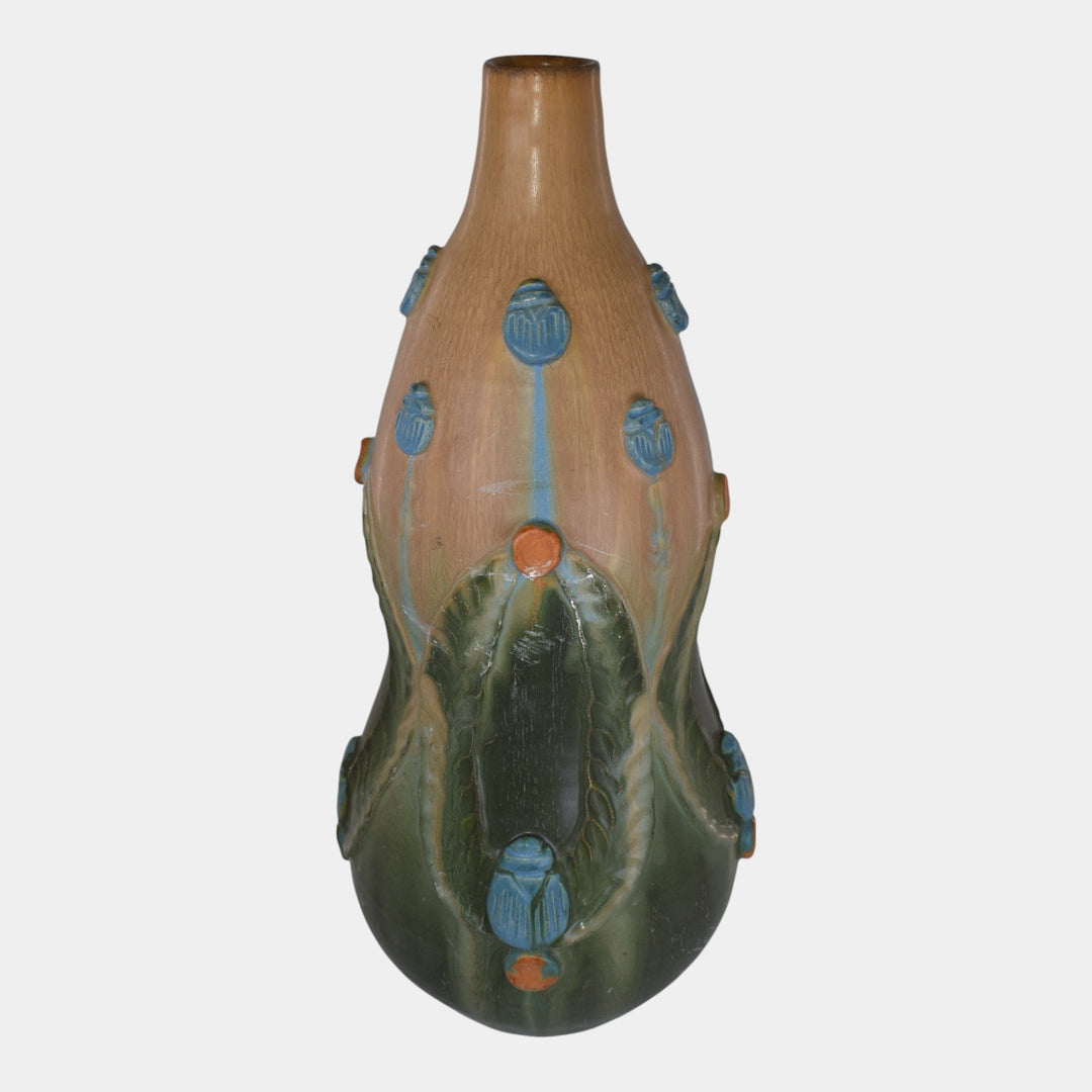 Door Studio Art Pottery 2012 Hand Made Scarab Ceramic Floor Vase - Just Art Pottery