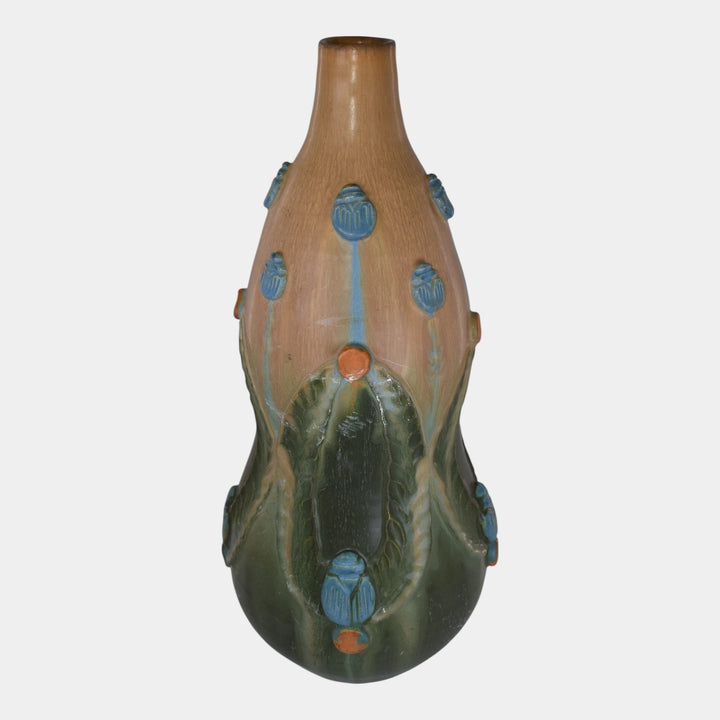 Door Studio Art Pottery 2012 Hand Made Scarab Ceramic Floor Vase - Just Art Pottery