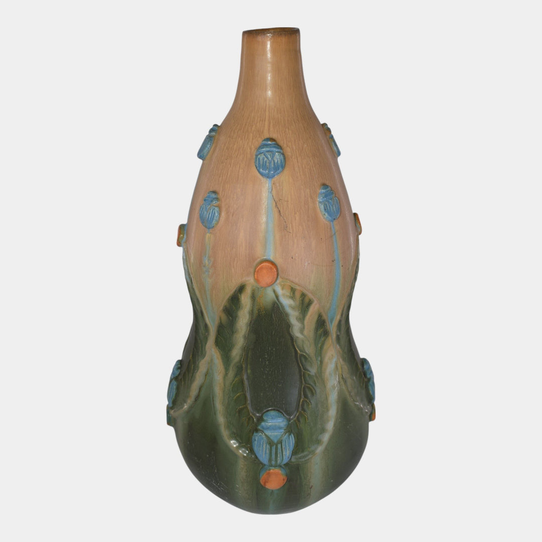 Door Studio Art Pottery 2012 Hand Made Scarab Ceramic Floor Vase - Just Art Pottery