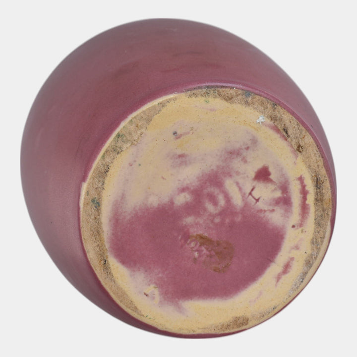 Muncie 1920s Vintage Art Deco Pottery Green Over Rose Ceramic Vase 102-9 - Just Art Pottery