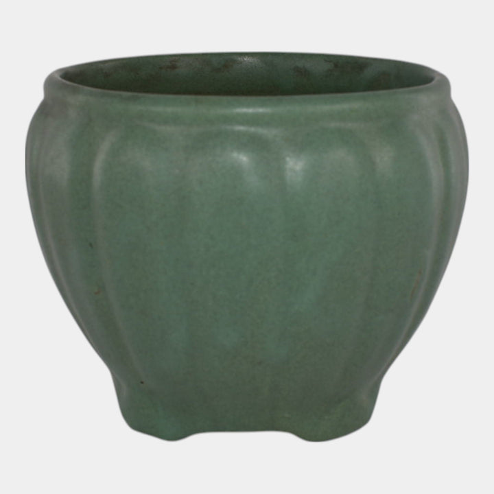 Zanesville Stoneware Arts and Crafts Pottery Matte Green Jardiniere Planter - Just Art Pottery