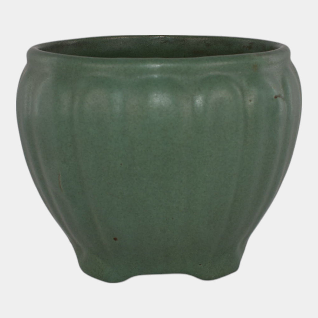 Zanesville Stoneware Arts and Crafts Pottery Matte Green Jardiniere Planter - Just Art Pottery