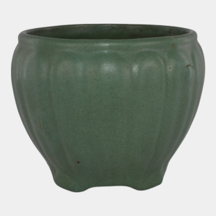 Zanesville Stoneware Arts and Crafts Pottery Matte Green Jardiniere Planter - Just Art Pottery