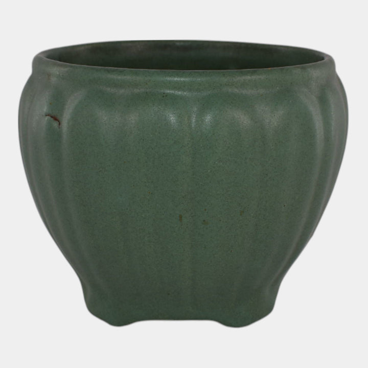 Zanesville Stoneware Arts and Crafts Pottery Matte Green Jardiniere Planter - Just Art Pottery