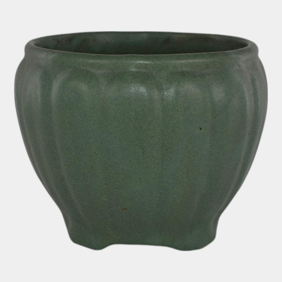 Zanesville Stoneware Arts and Crafts Pottery Matte Green Jardiniere Planter - Just Art Pottery