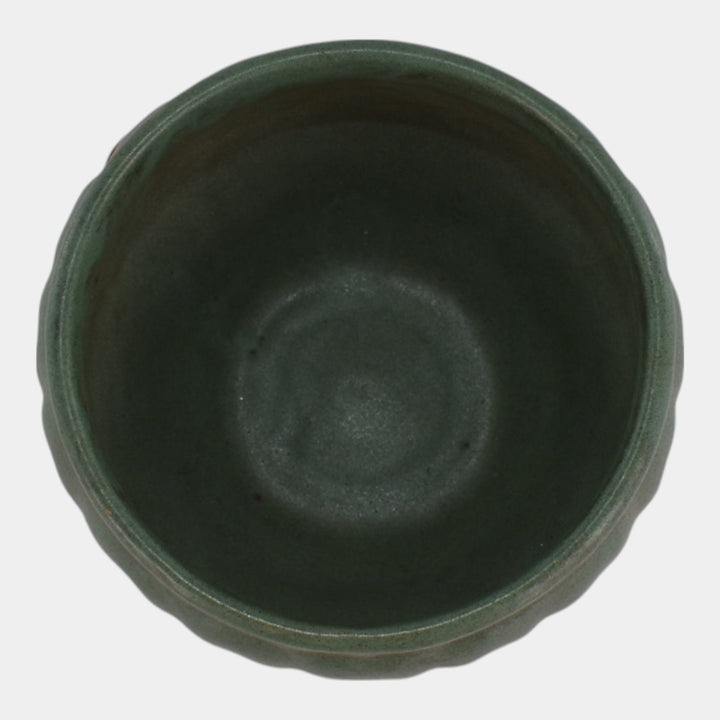 Zanesville Stoneware Arts and Crafts Pottery Matte Green Jardiniere Planter - Just Art Pottery