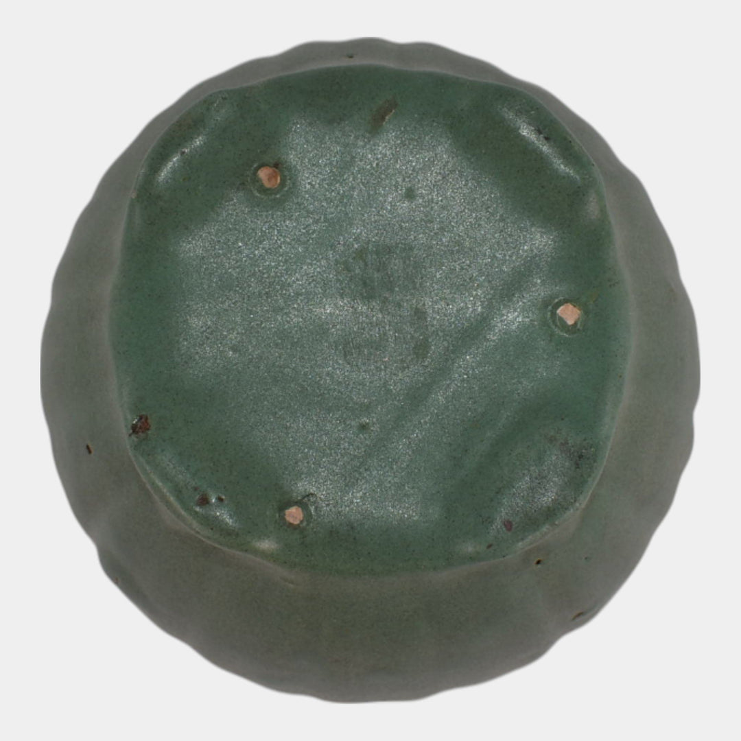 Zanesville Stoneware Arts and Crafts Pottery Matte Green Jardiniere Planter - Just Art Pottery