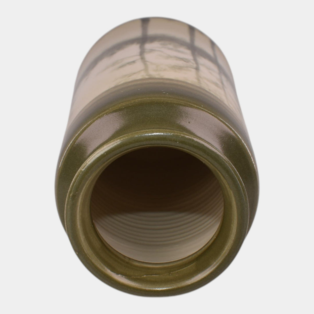 Door Studio Art Pottery 2024 Hand Thrown Green Scenic Vellum Landscape Vase - Just Art Pottery