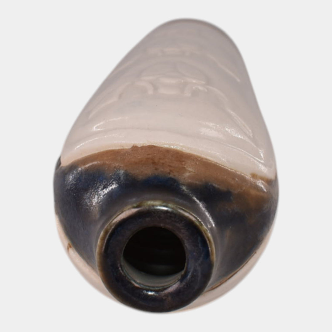Door Studio Art Pottery Hand Thrown Ivory Paneled Scarab Ceramic Vase - Just Art Pottery