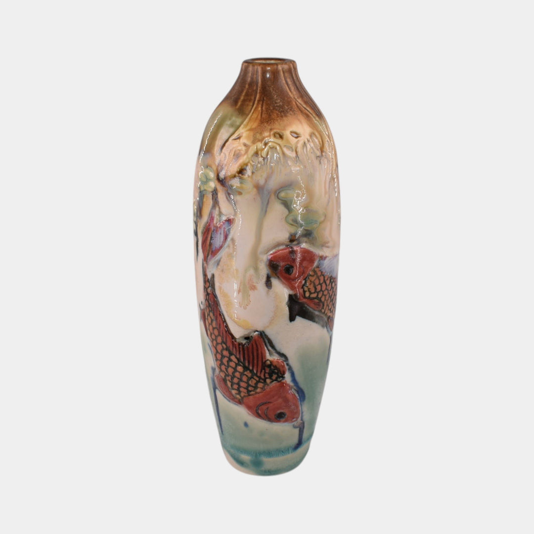 Door Studio Art Pottery Hand Thrown Koi Ceramic Vase - Just Art Pottery