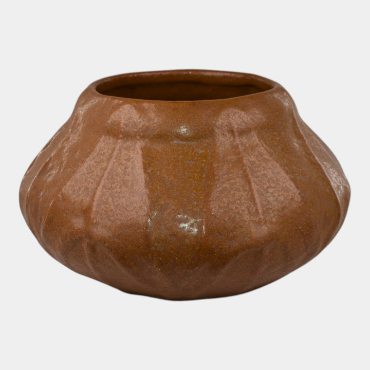 Van Briggle 1917 Vintage Arts And Crafts Pottery Broad Leaves Brown Bowl 428 - Just Art Pottery