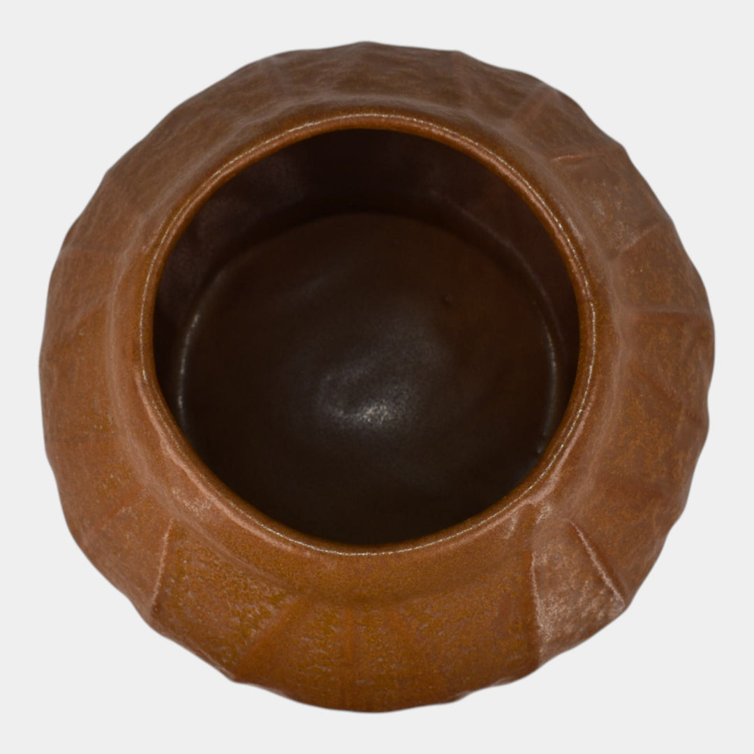 Van Briggle 1917 Vintage Arts And Crafts Pottery Broad Leaves Brown Bowl 428 - Just Art Pottery