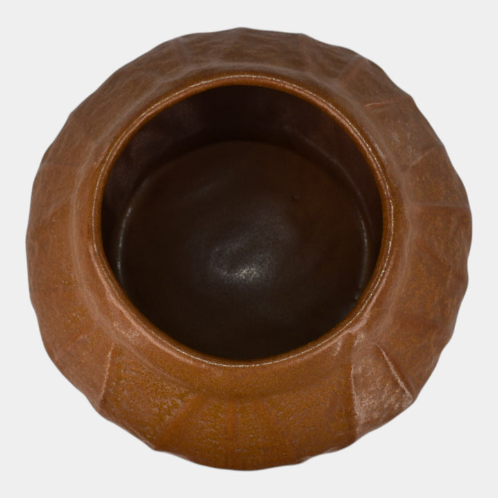 Van Briggle 1917 Vintage Arts And Crafts Pottery Broad Leaves Brown Bowl 428 - Just Art Pottery