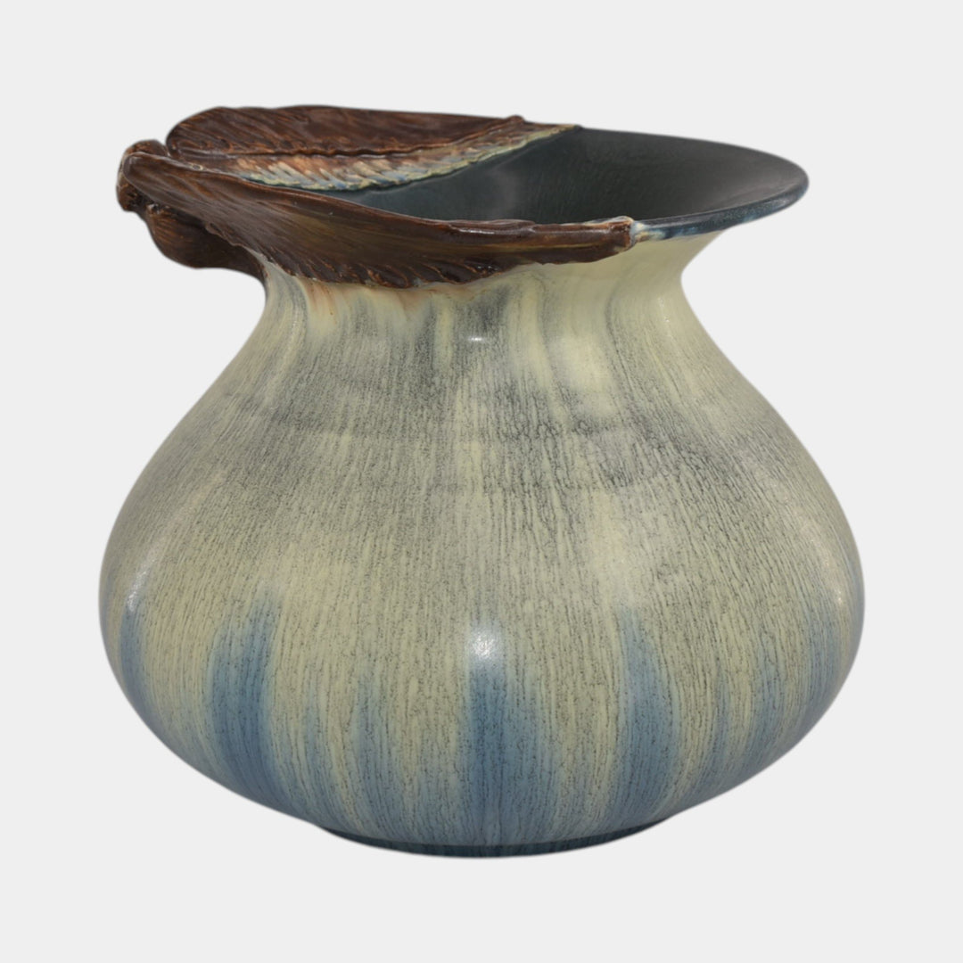 Ephraim Faience Hand Made Pottery Aspire Ceramic Owl Rimmed Vase - Just Art Pottery