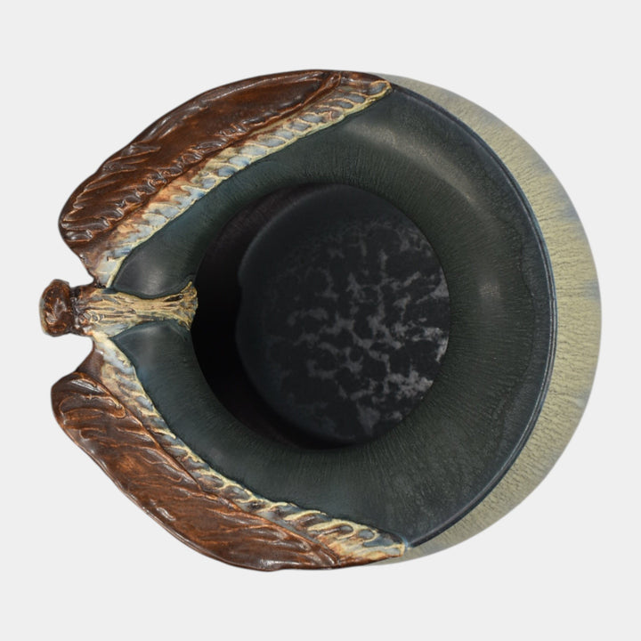 Ephraim Faience Hand Made Pottery Aspire Ceramic Owl Rimmed Vase - Just Art Pottery