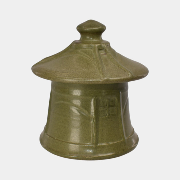 Ephraim Faience 2024 Hand Made Green Pottery Miniature Cottage Jar - Just Art Pottery