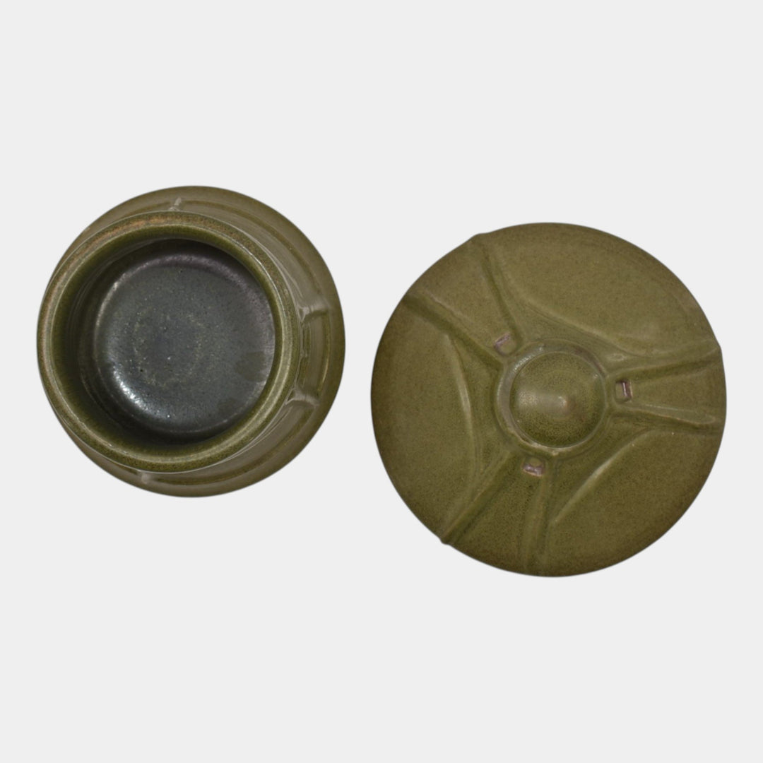 Ephraim Faience 2024 Hand Made Green Pottery Miniature Cottage Jar - Just Art Pottery