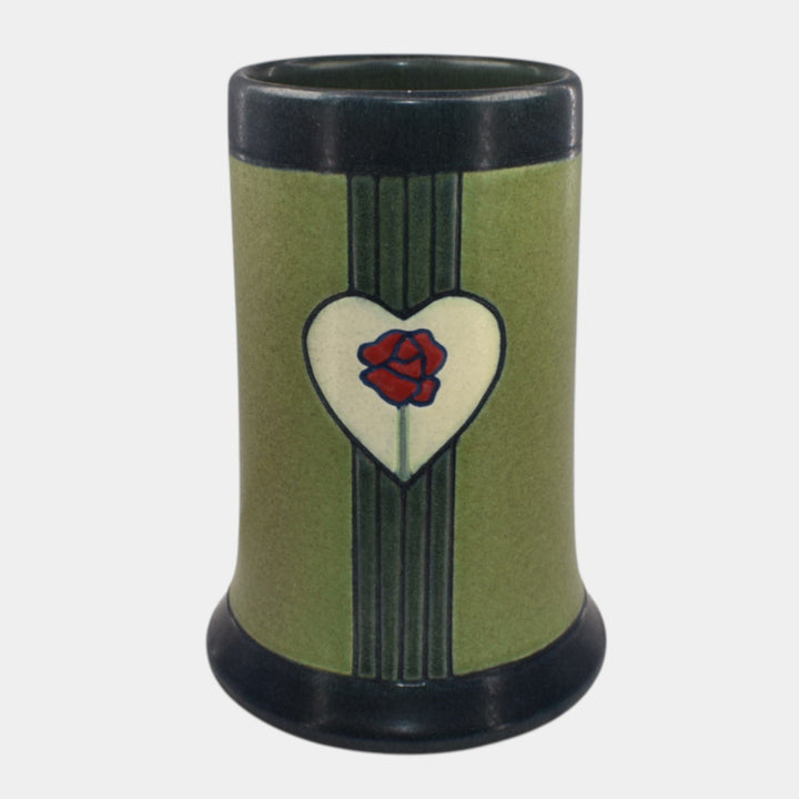 Ephraim Faience 2024 Hand Made Pottery Valentines Carved Rose Heart Vase - Just Art Pottery