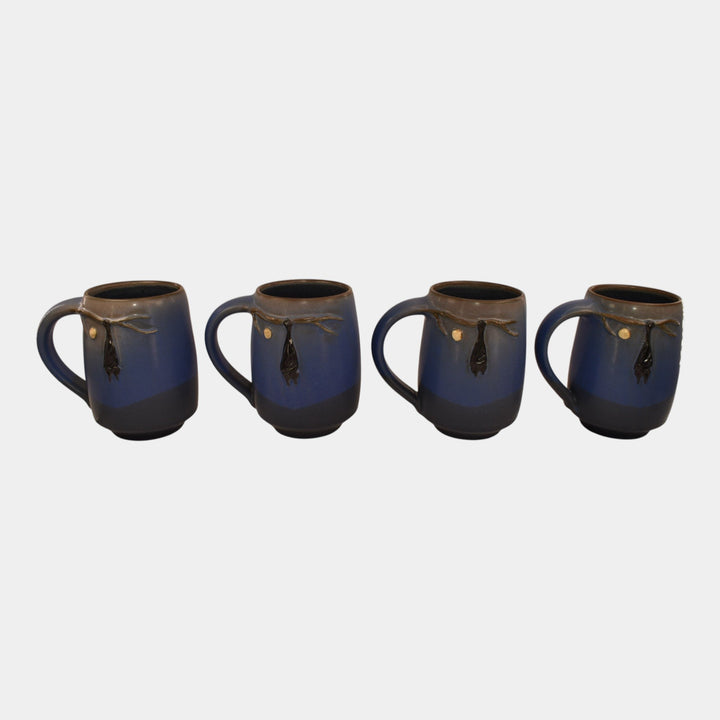 Ephraim Faience Elementals Art Pottery Fright Night Bat Mugs - Just Art Pottery