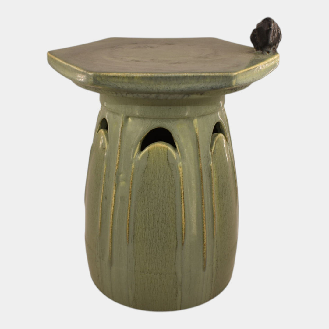 Ephraim Faience 2024 Experimental Pottery Curdled Sage Crow Candle Pillar - Just Art Pottery