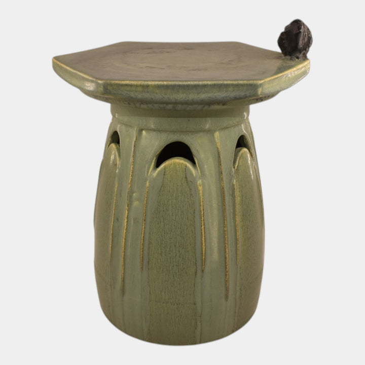 Ephraim Faience 2024 Experimental Pottery Curdled Sage Crow Candle Pillar - Just Art Pottery