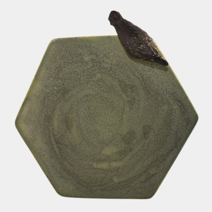 Ephraim Faience 2024 Experimental Pottery Curdled Sage Crow Candle Pillar - Just Art Pottery