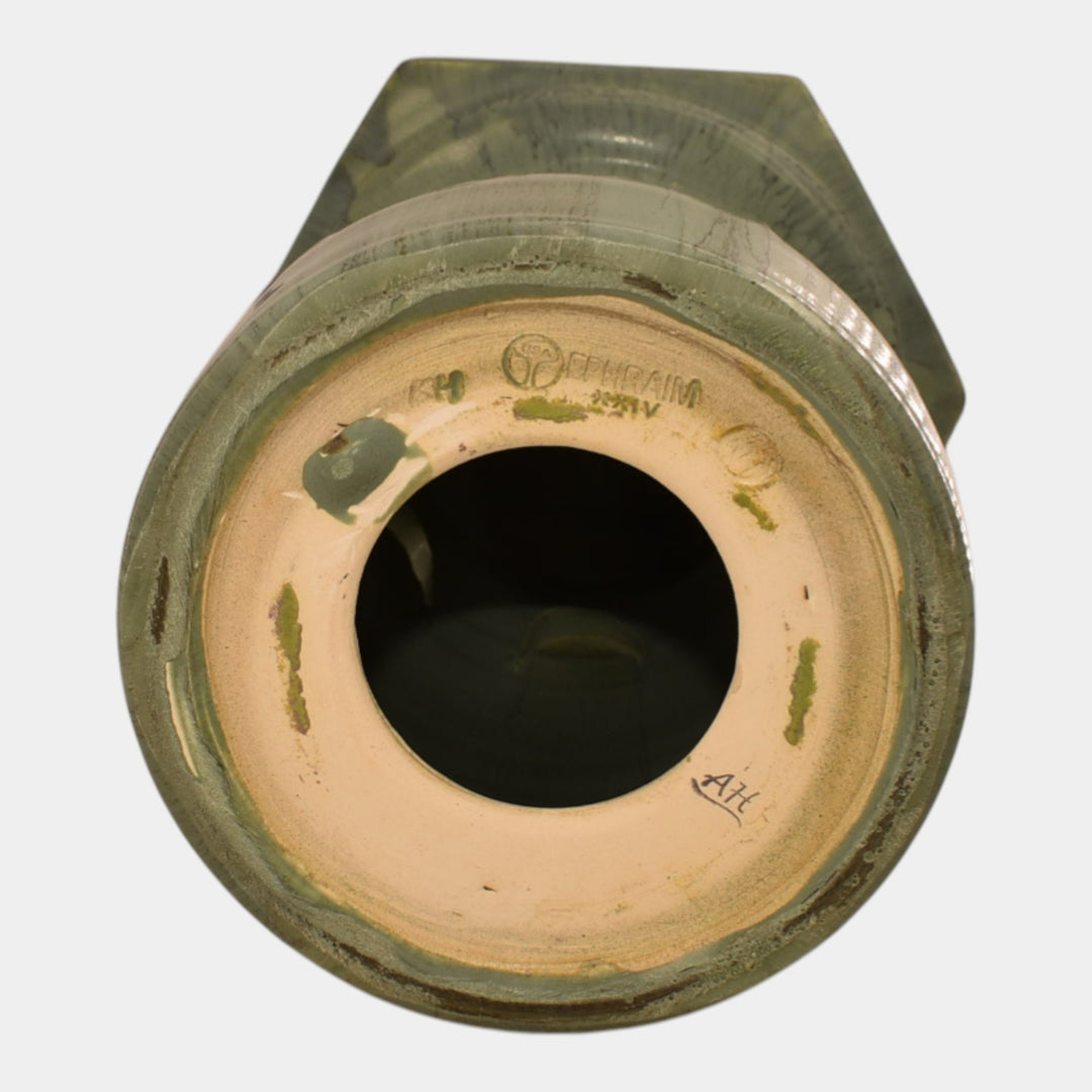 Ephraim Faience 2024 Experimental Pottery Curdled Sage Crow Candle Pillar - Just Art Pottery