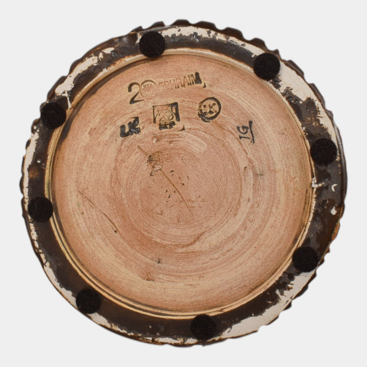 Ephraim Faience 2016 Experimental Pottery Brown Green Frog Log Vase - Just Art Pottery